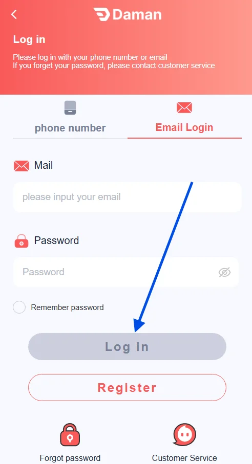 click the login button