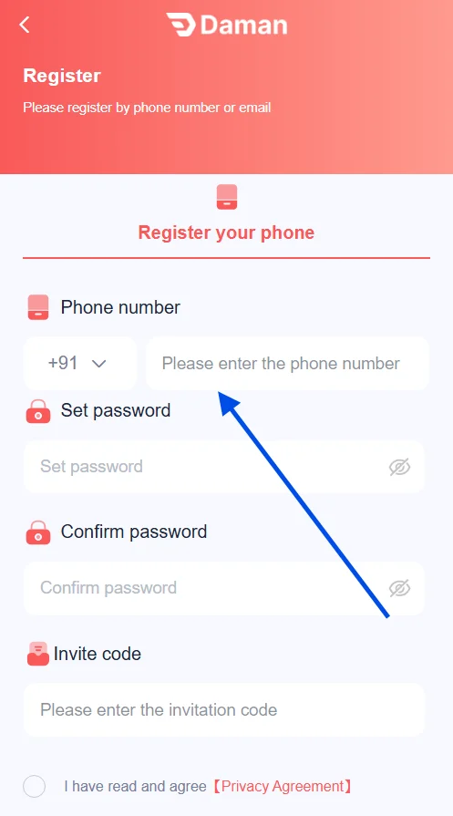 enter phone number
